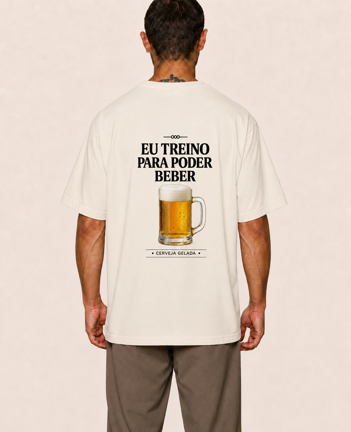 Eu Treino Para Poder Beber (Cerveja) - Oversized Premium